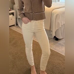 MOTHER high waisted rascal ankle fray chalk it up